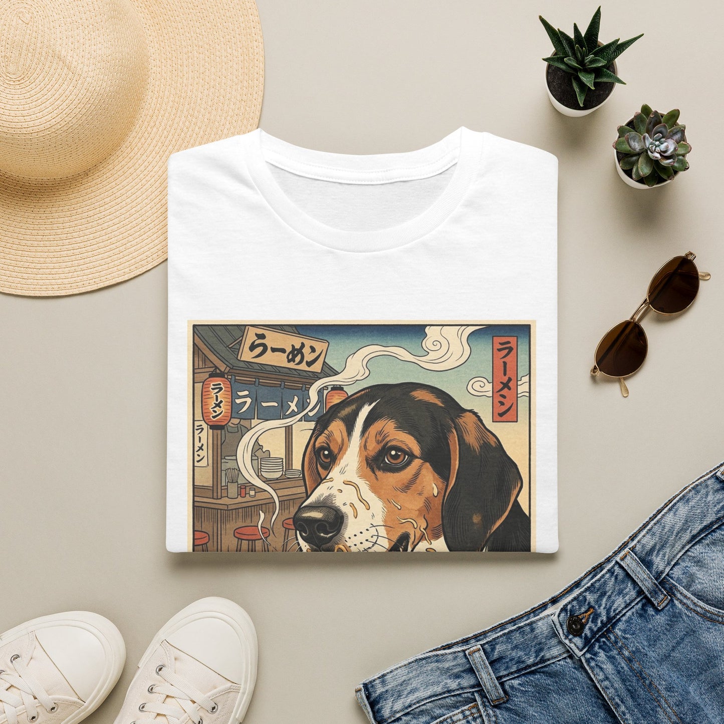 Harrier Ramen Dog T-Shirt — Vintage Japanese Ramen Bowl Graphic Tee
