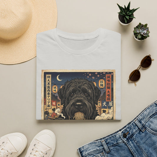 black Russian terrier Dog Ramen Bowl T-Shirt | Japanese Ukiyo-e Style