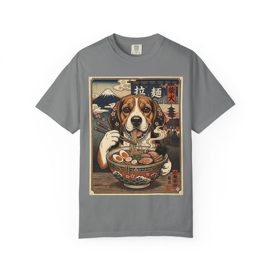Beagle Eating Ramen T-Shirt | Vintage Japanese Dog Noodle Art