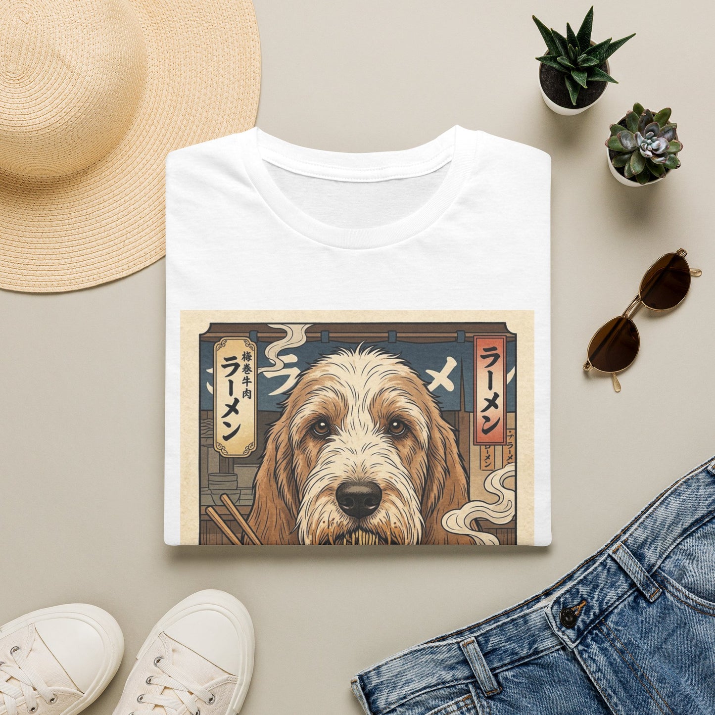 Grand Basset Griffon Venden Dog Ramen T-Shirt — Cute Noodle Bowl Pup Graphic Tee