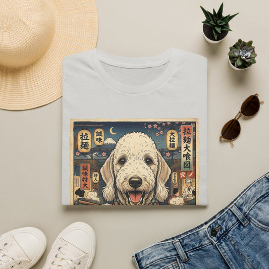 Bedlington Terrier Ramen Dog T-Shirt | Cute Dog Eating Ramen Graphic Tee