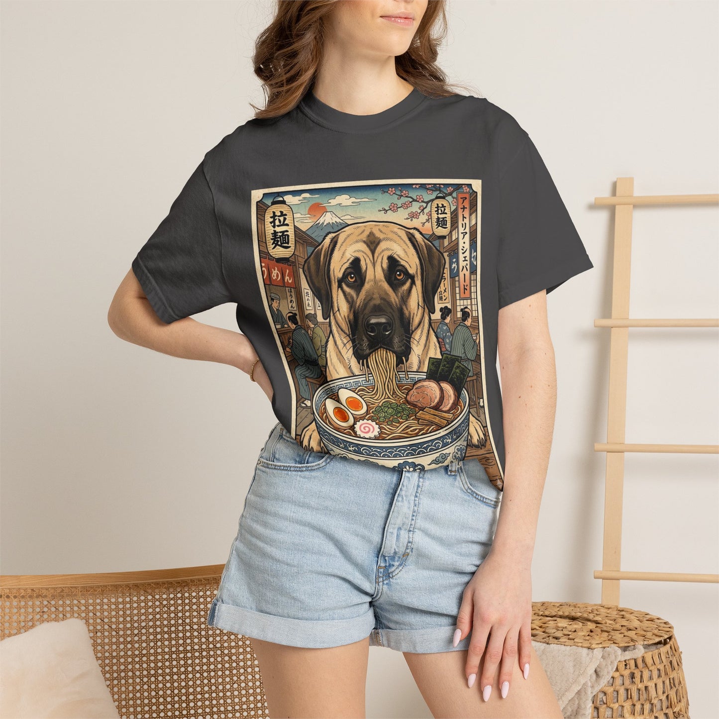Anatolian Shepherd Ramen Bowl T-Shirt | Dog Noodle Illustration