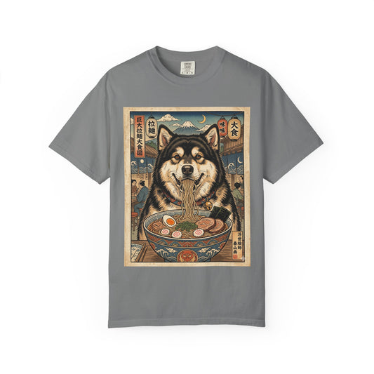 Alaskan Malamute Ramen Bowl T-Shirt | Japanese Ukiyo-e Dog Illustration
