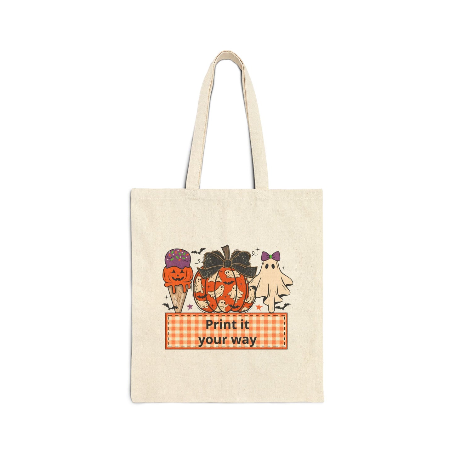 Cute Halloween Pumpkin Ghosts Tote Bag | Canvas Trick or Treat Design