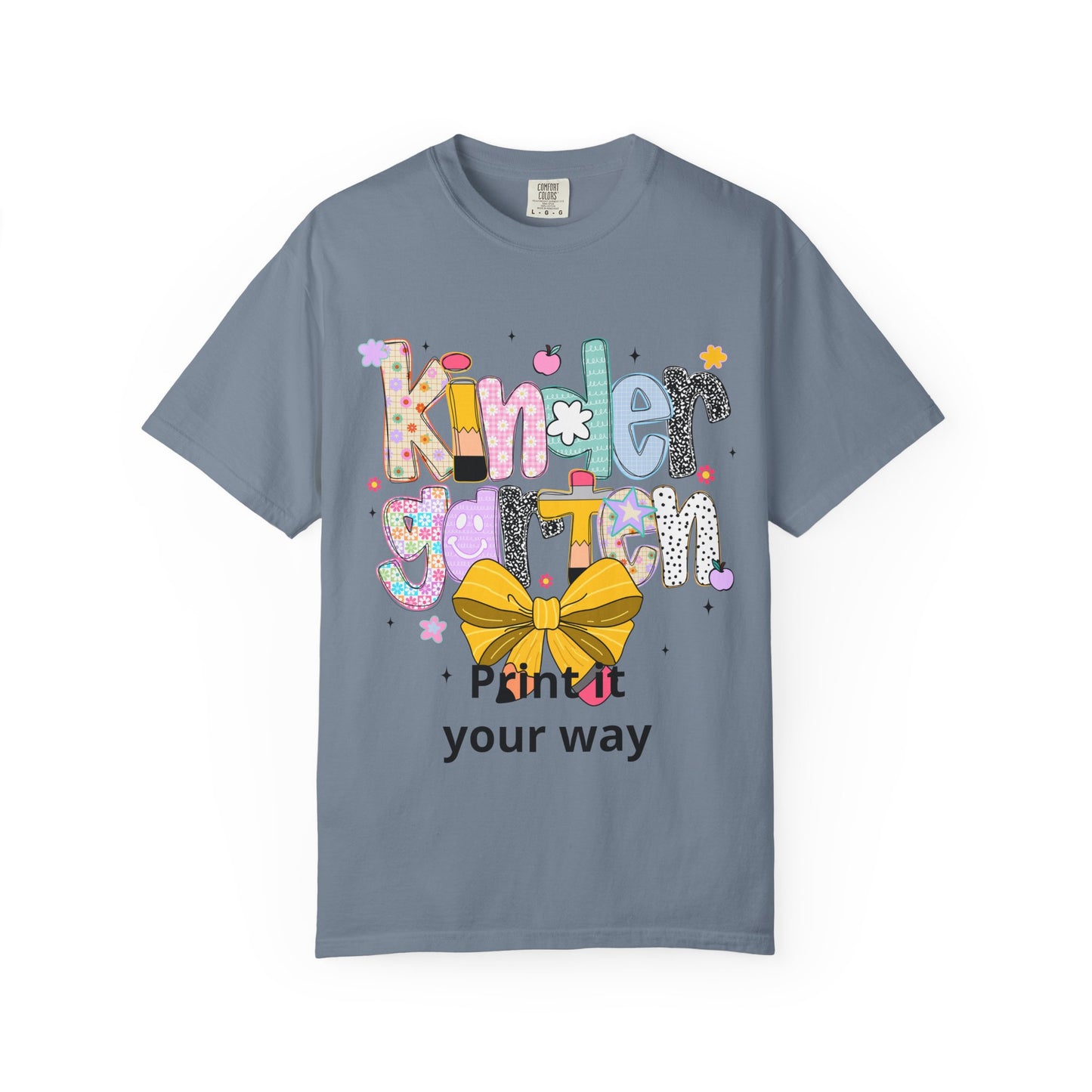 Kindergarten Cute Letters T-shirt | Bow School Teacher Tee