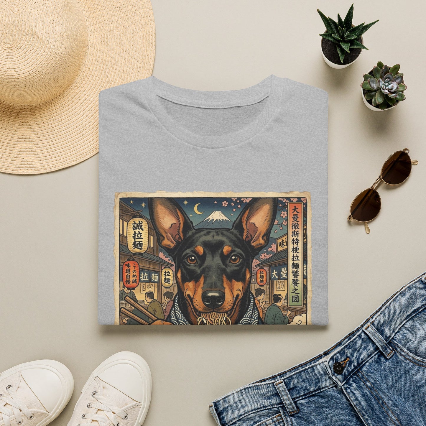 Manchester Terrier (standard) Ramen Shop T-Shirt — Vintage Japanese Street Art Dog Tee