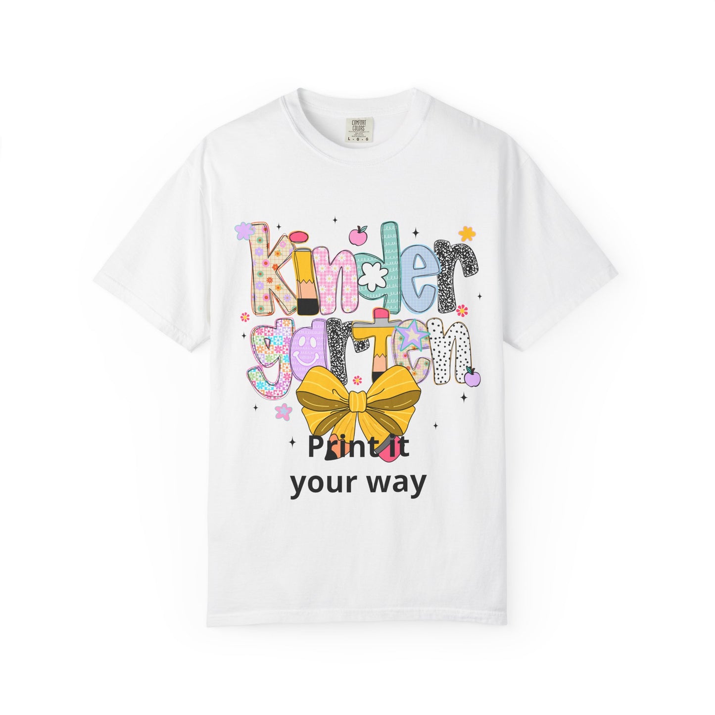 Kindergarten Cute Letters T-shirt | Bow School Teacher Tee