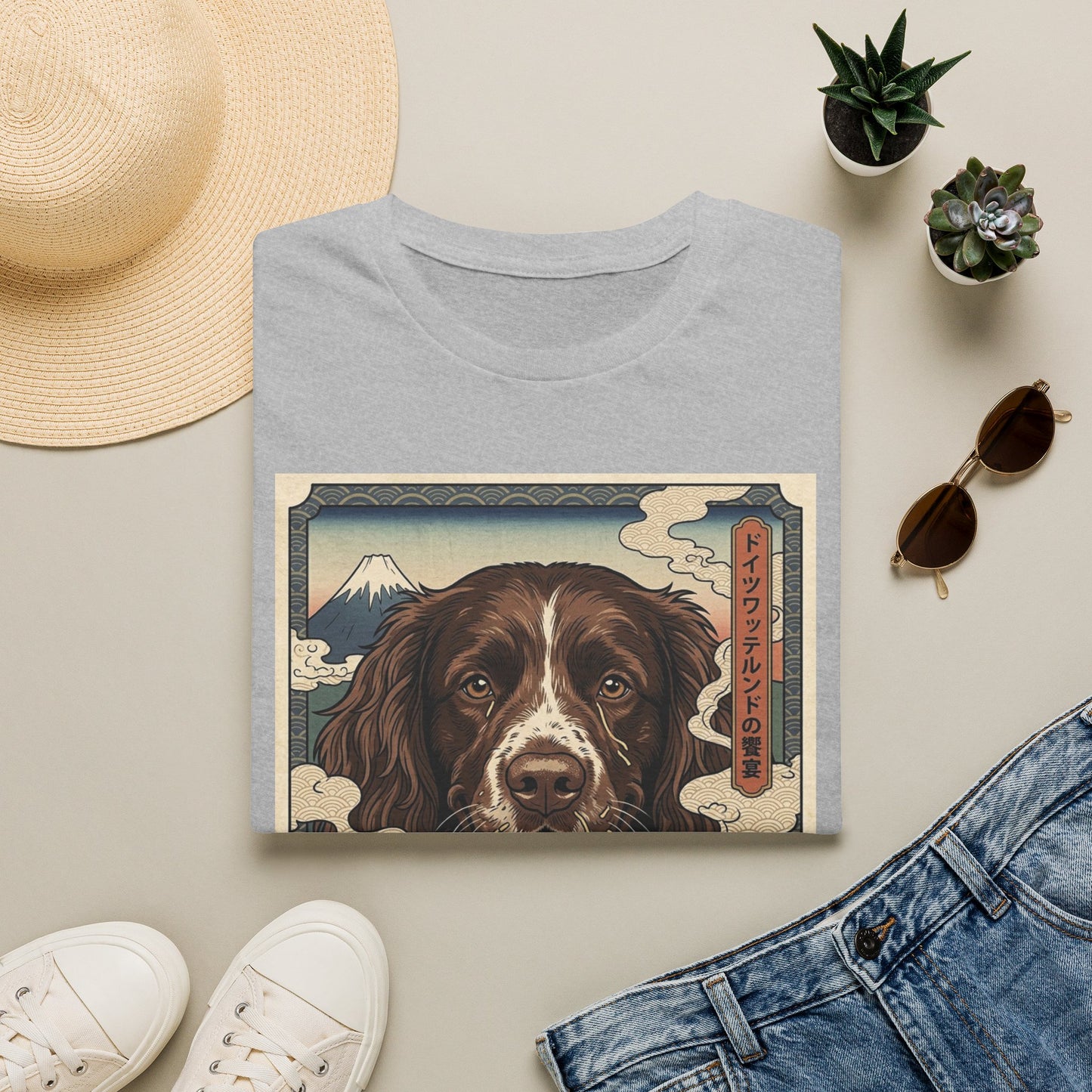 Deutscher Wachtelhund Dog Ramen Ukiyo-e T-Shirt — Japanese-Inspired Springer Spaniel Art Tee