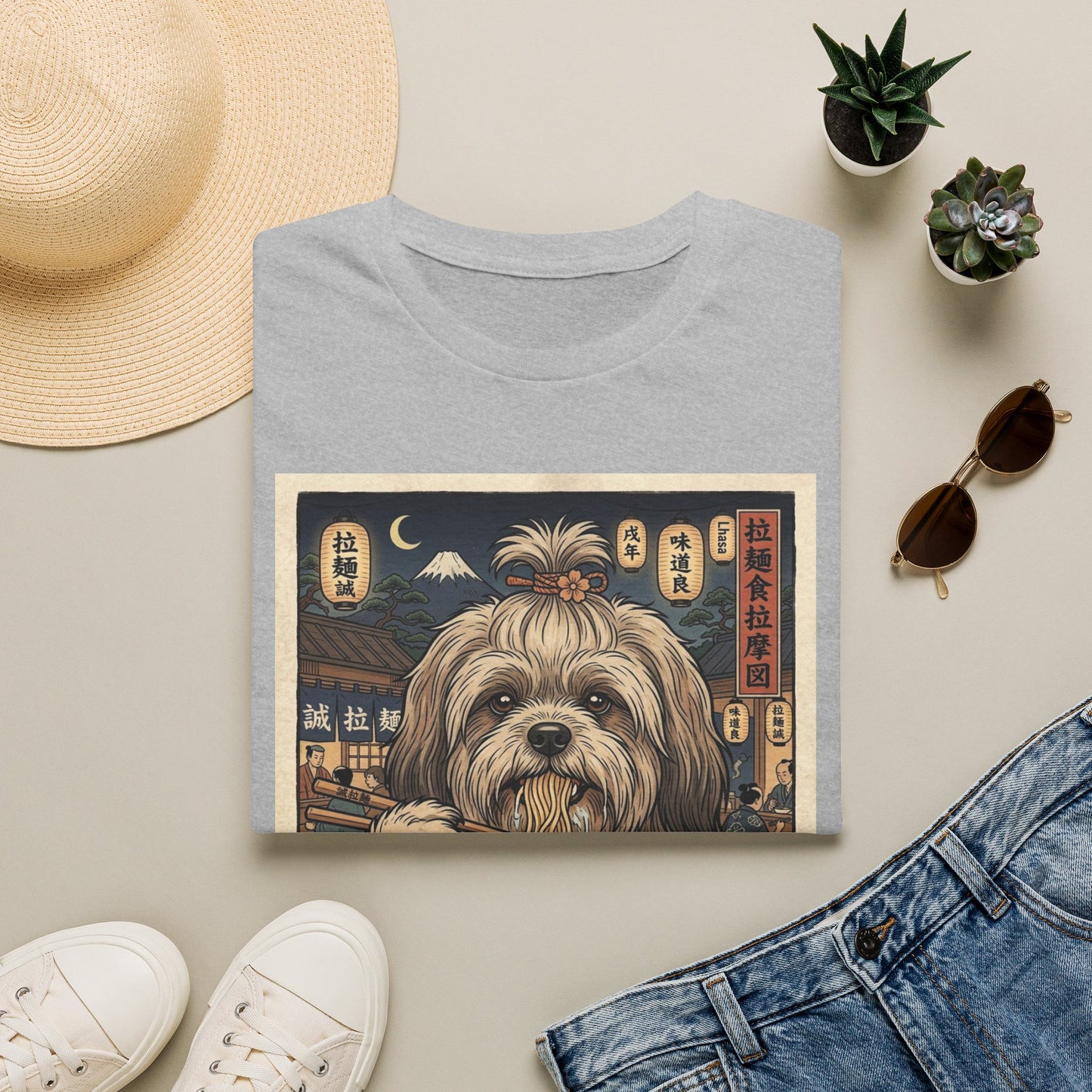 Lhasa Apso Ramen Tee — Vintage Japanese Dog Graphic T-Shirt