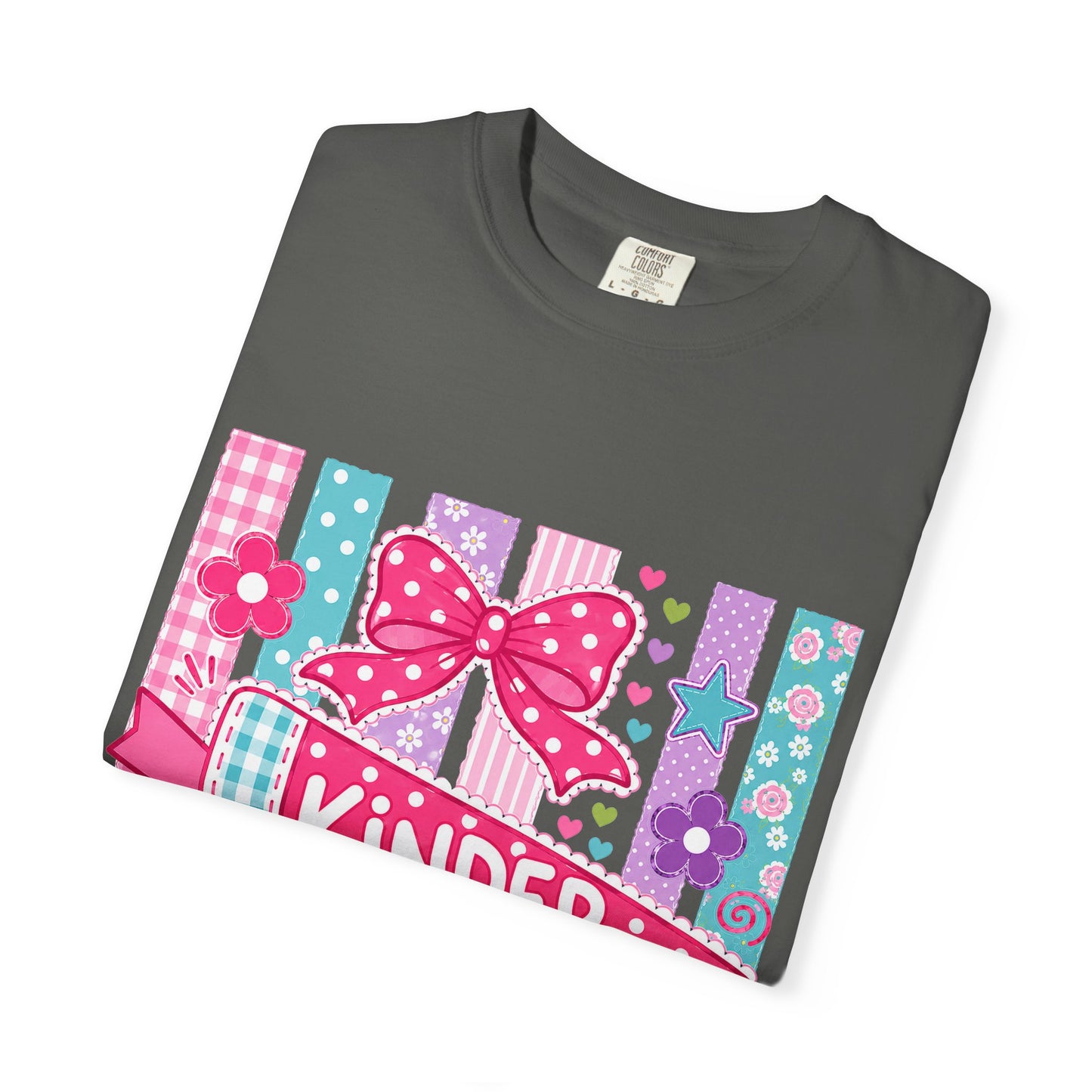 Kindergarten Pennant T-shirt | Cute School Bow Flowers Kids Tee