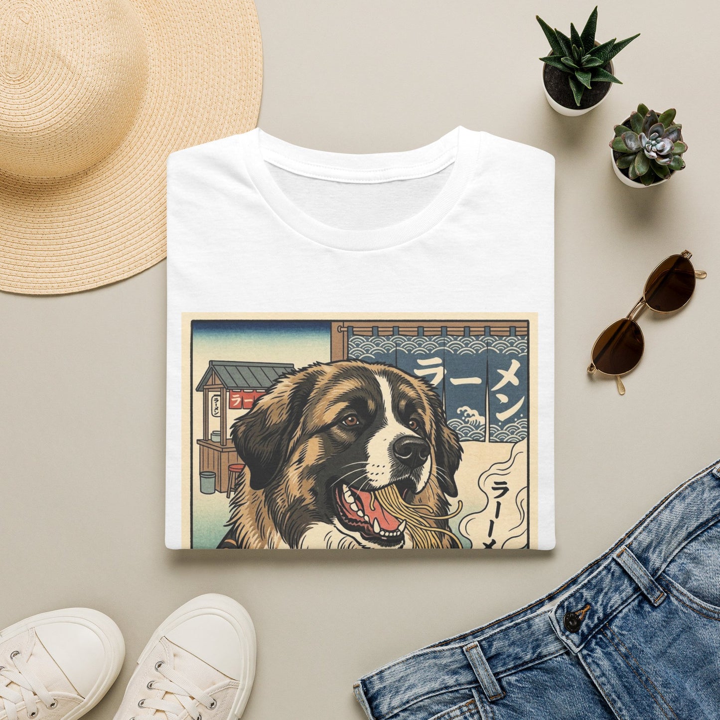 Ramen Dog T‑Shirt — Cute Estrela Mountain Dog Eating Ramen Japanese Style Tee