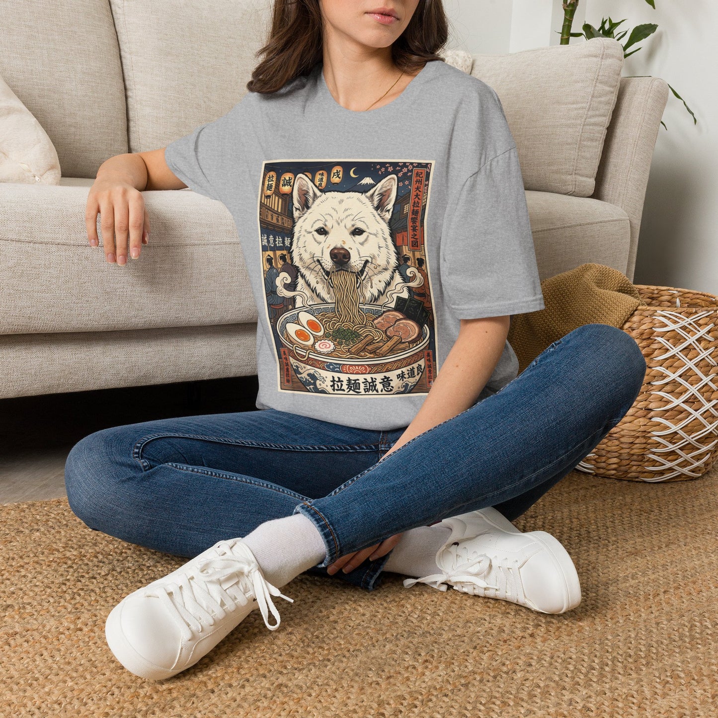 Ramen Kishu Ken T‑Shirt — Japanese Street Food Dog Illustration