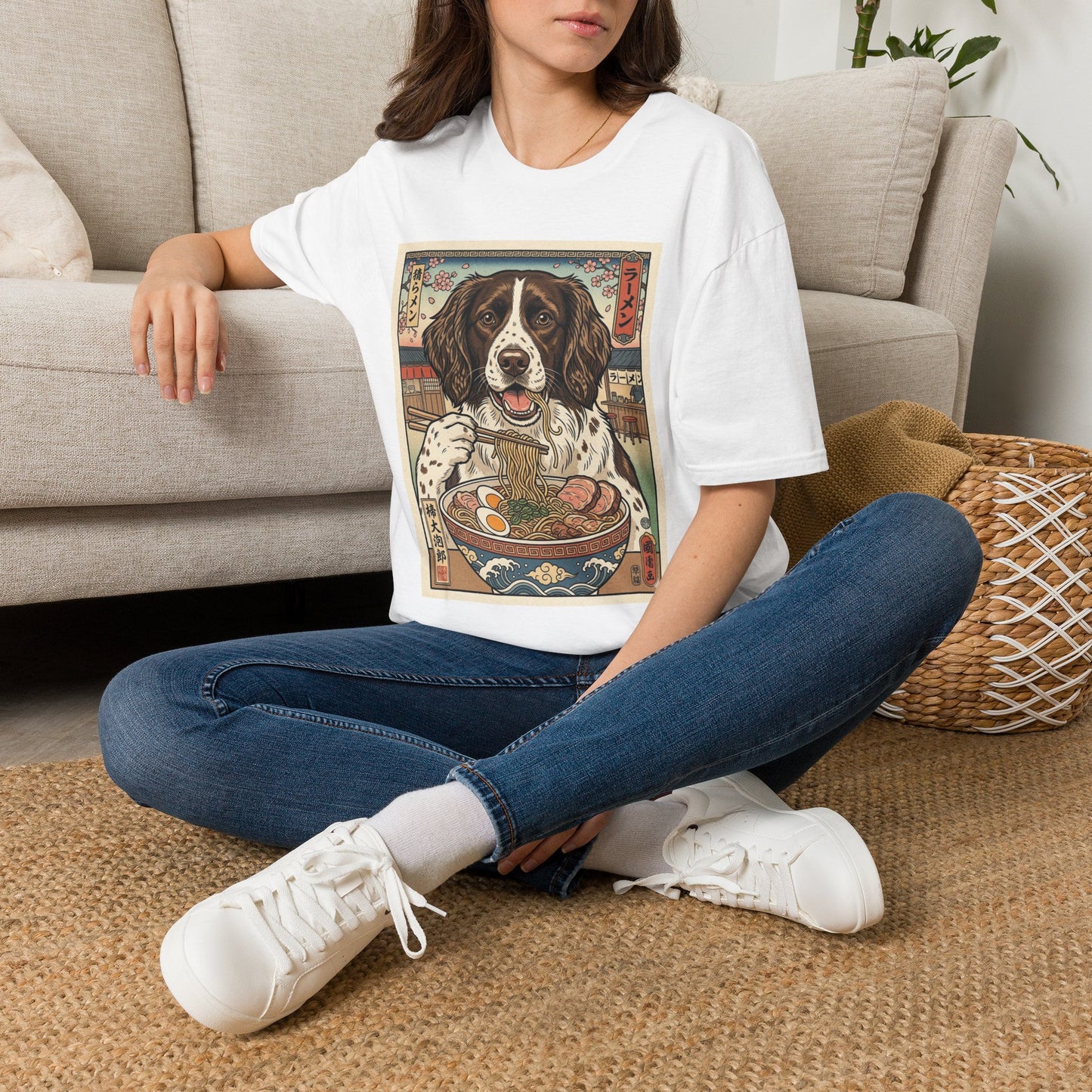 Drentsche Patrijshond Dog Ramen T-Shirt — Vintage Japanese Style Springer Spaniel Graphic Tee