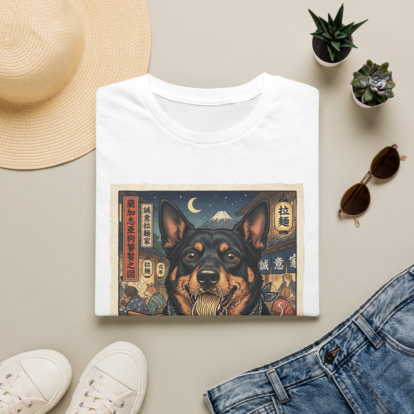 Ramen Night Lancashire Heeler T‑Shirt — Cute Japanese Street Art Dog Tee