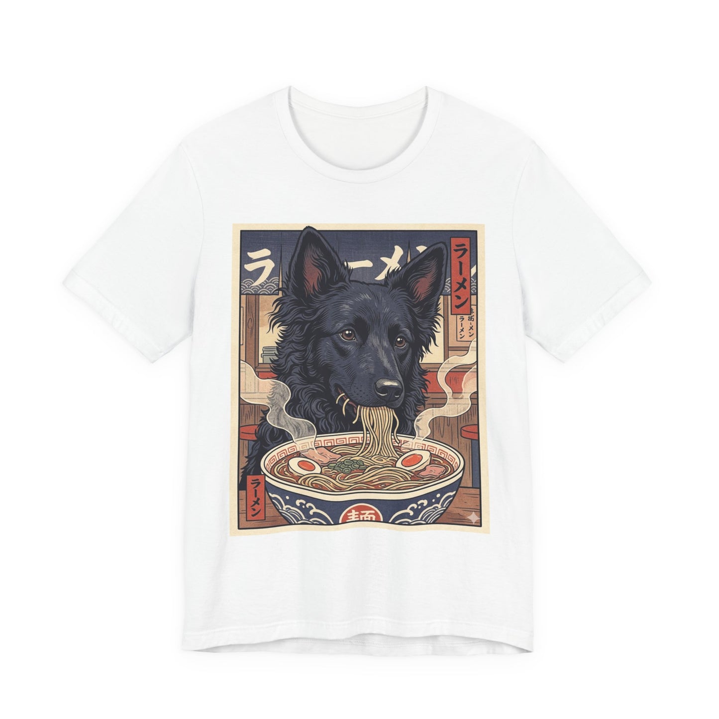 Ramen Dog T‑Shirt — Mudi Enjoying Steamy Ramen Graphic Tee
