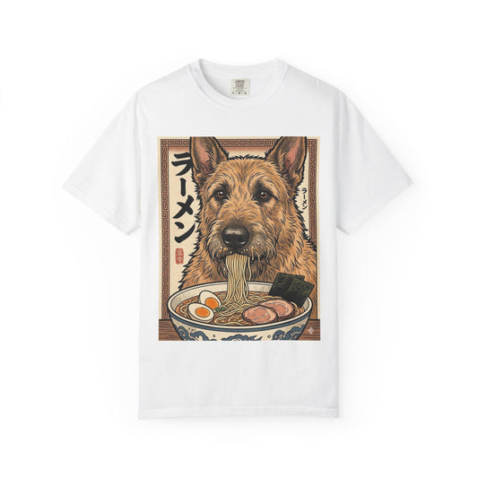 Belgian Laekenois Eating Ramen T-shirt | Dog Noodle Bowl Illustration