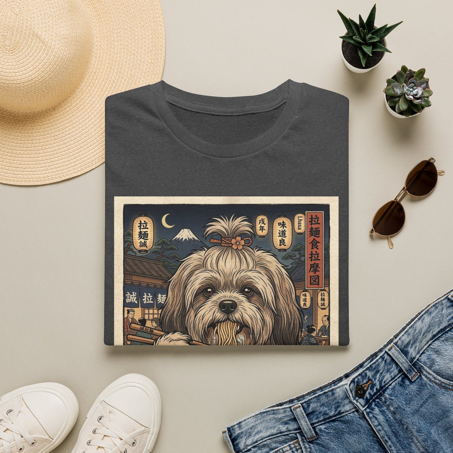 Lhasa Apso Ramen Tee — Vintage Japanese Dog Graphic T-Shirt