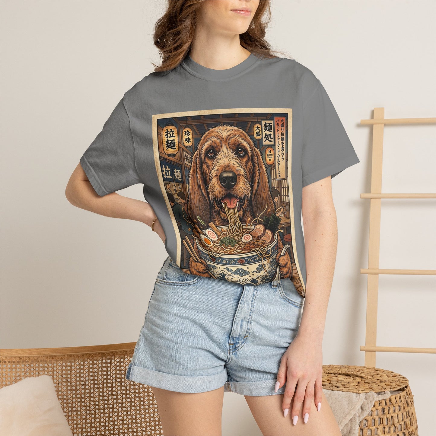 Basset Fauve de Bretagne Dog Eating Ramen Shirt | Ramen Dog T-Shirt