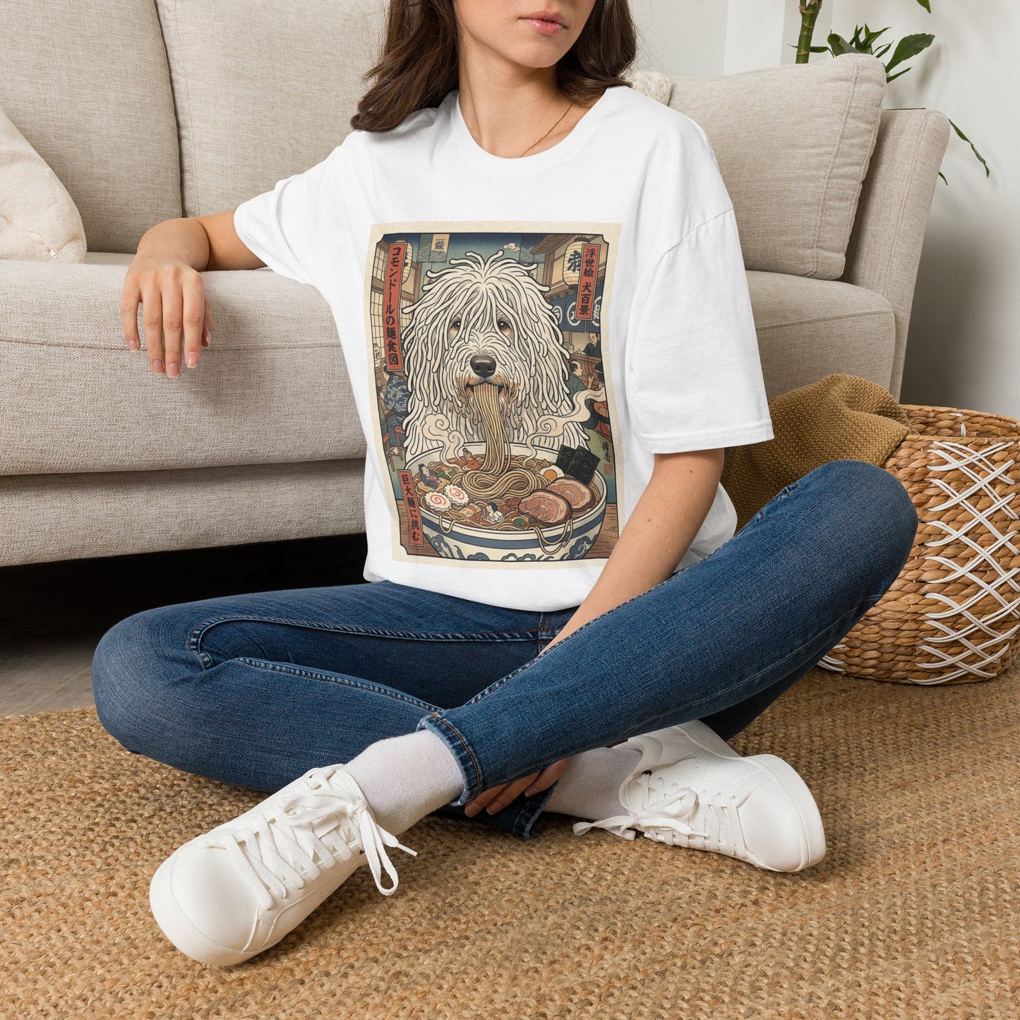 Komondor Dog Ramen T-Shirt — Vintage Japanese-Inspired Pet Graphic Tee
