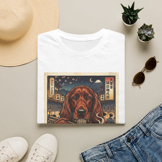 Irish Setter Ramen T-Shirt — Vintage Dog Eating Noodles Graphic Tee