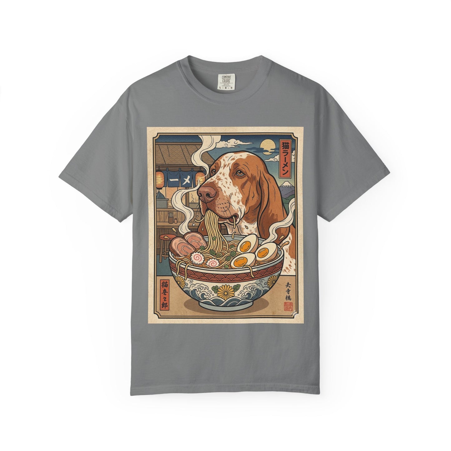 Bracco Italiano Ramen Illustration T-Shirt | Anime Style Dog Bowl