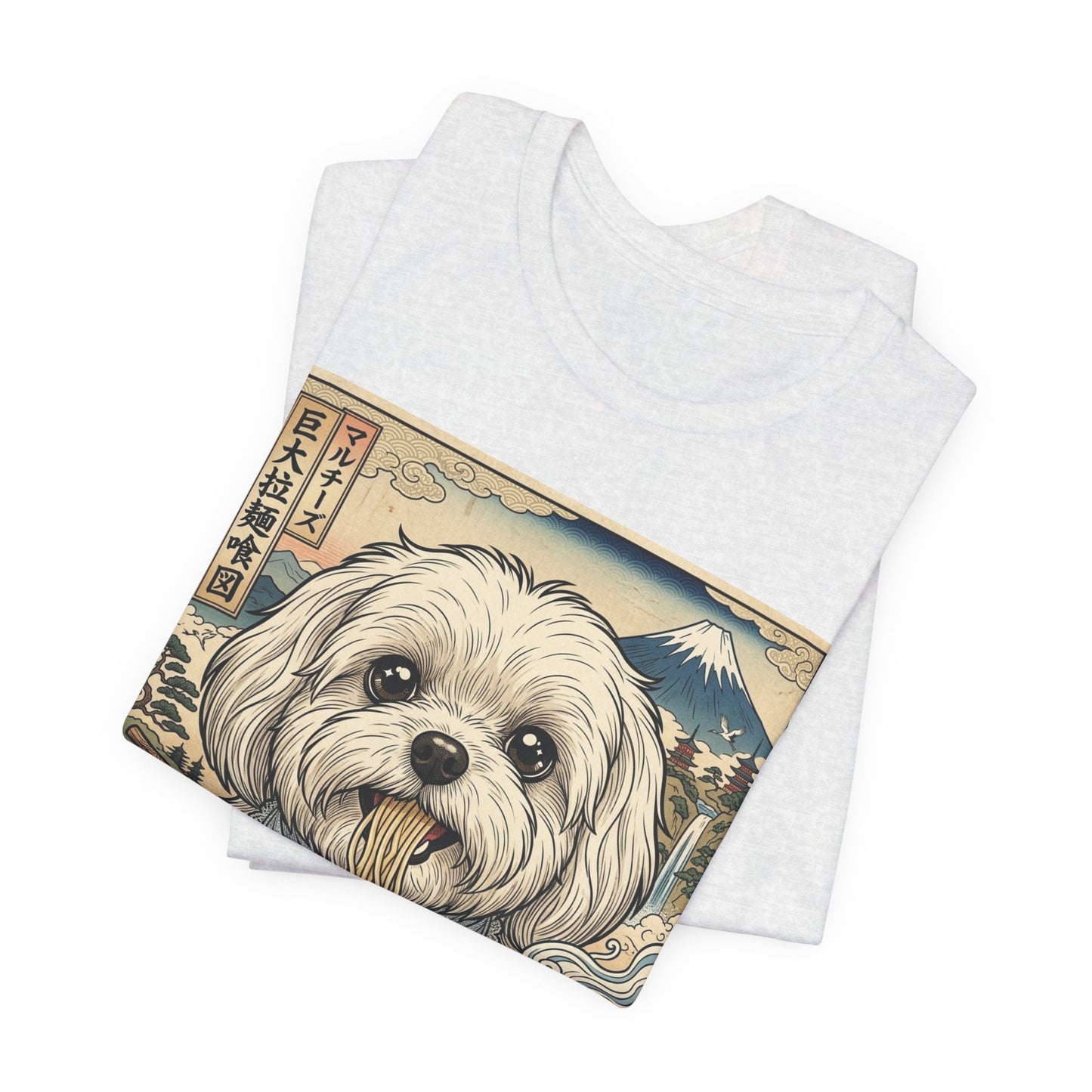 Maltese Ramen Tee — Cute Dog Eating Noodles Japanese-Inspired T-Shirt