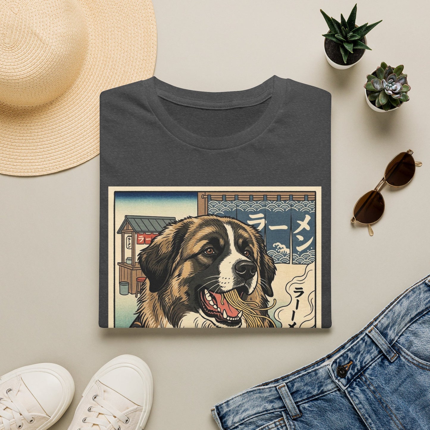 Ramen Dog T‑Shirt — Cute Estrela Mountain Dog Eating Ramen Japanese Style Tee