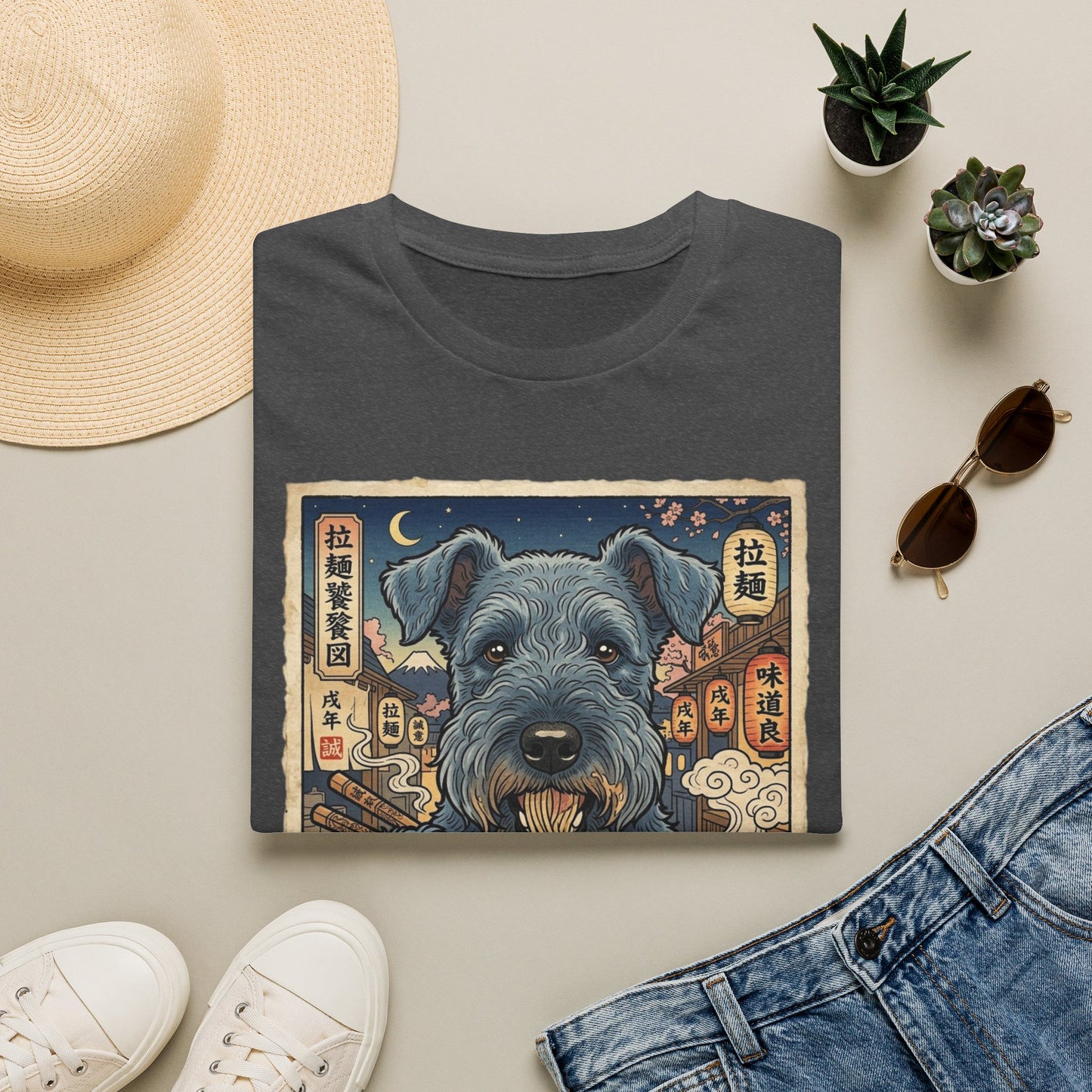 Kerry Blue Terrier Ramen T-Shirt — Cute Dog Noodle Bowl Graphic Tee