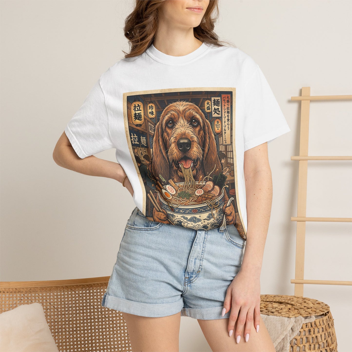 Basset Fauve de Bretagne Dog Eating Ramen Shirt | Ramen Dog T-Shirt