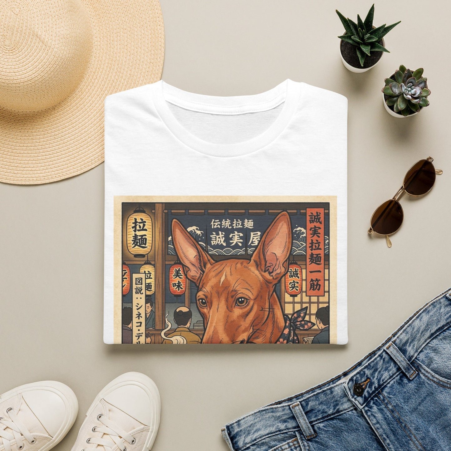 Cirneco dell'Etna Ramen Dog T-Shirt | Japanese Noodle Shop Illustration