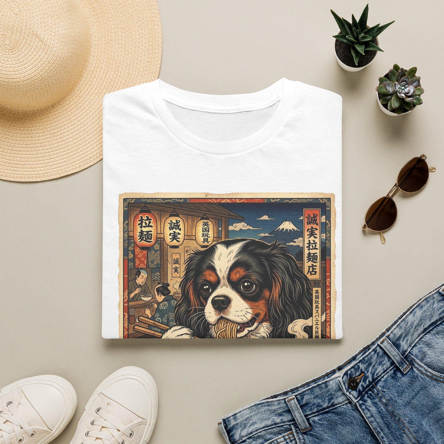 English Toy Spaniel Ramen Tee — Cute Dog Graphic T‑Shirt