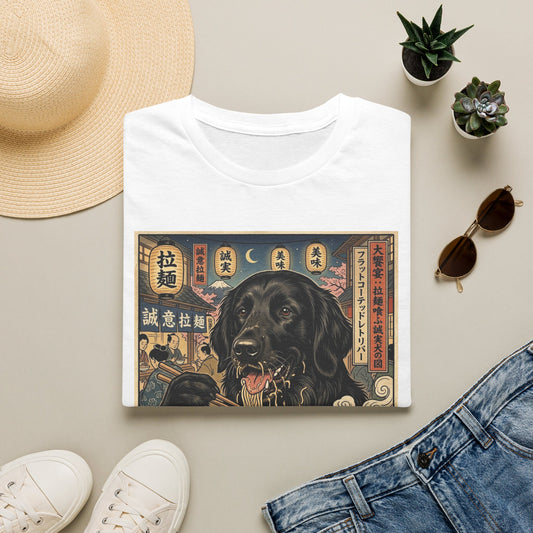 Ramen Flat-Coated Retriever T-Shirt — Vintage Japanese Dog Noodle Art Tee