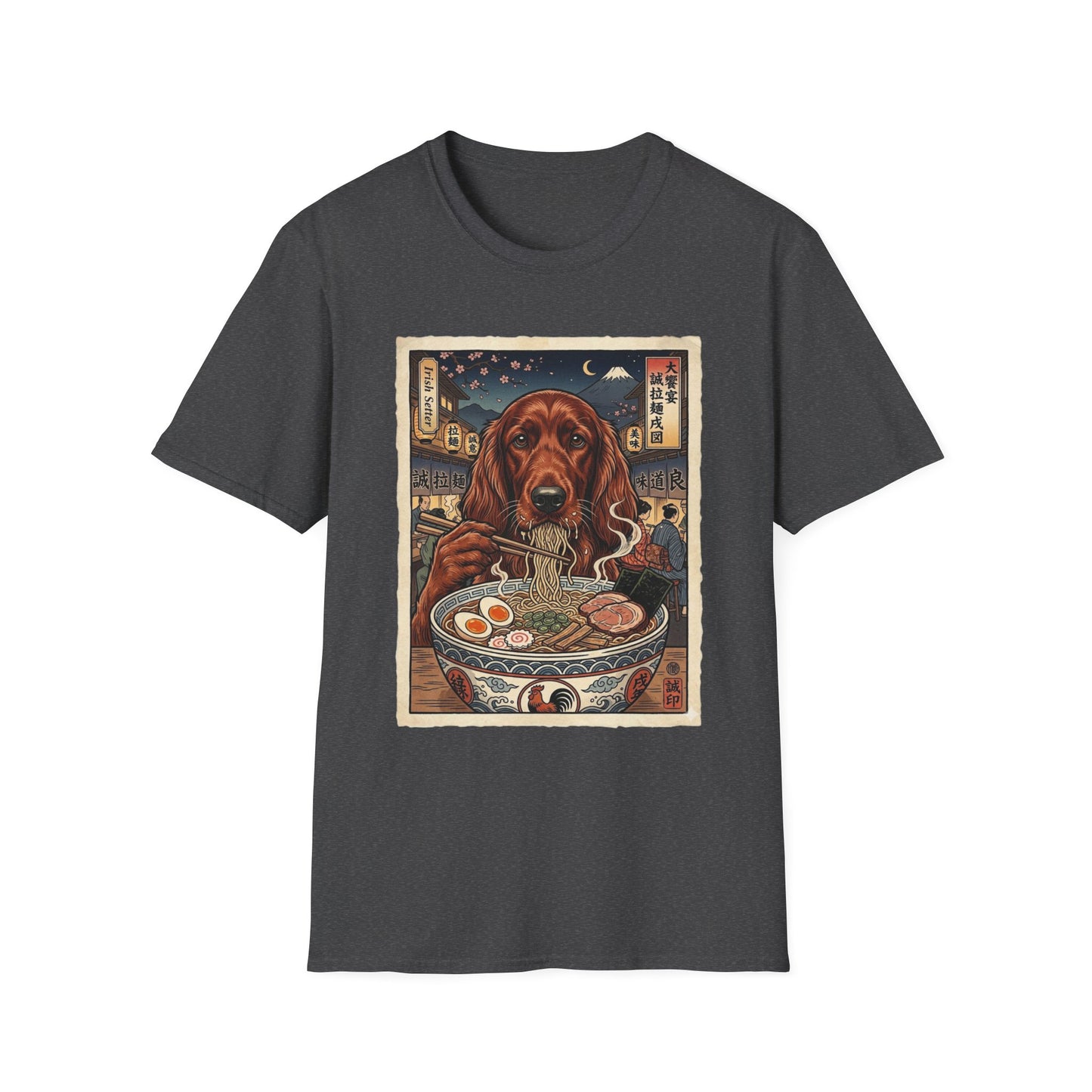 Irish Setter Ramen T-Shirt — Vintage Dog Eating Noodles Graphic Tee