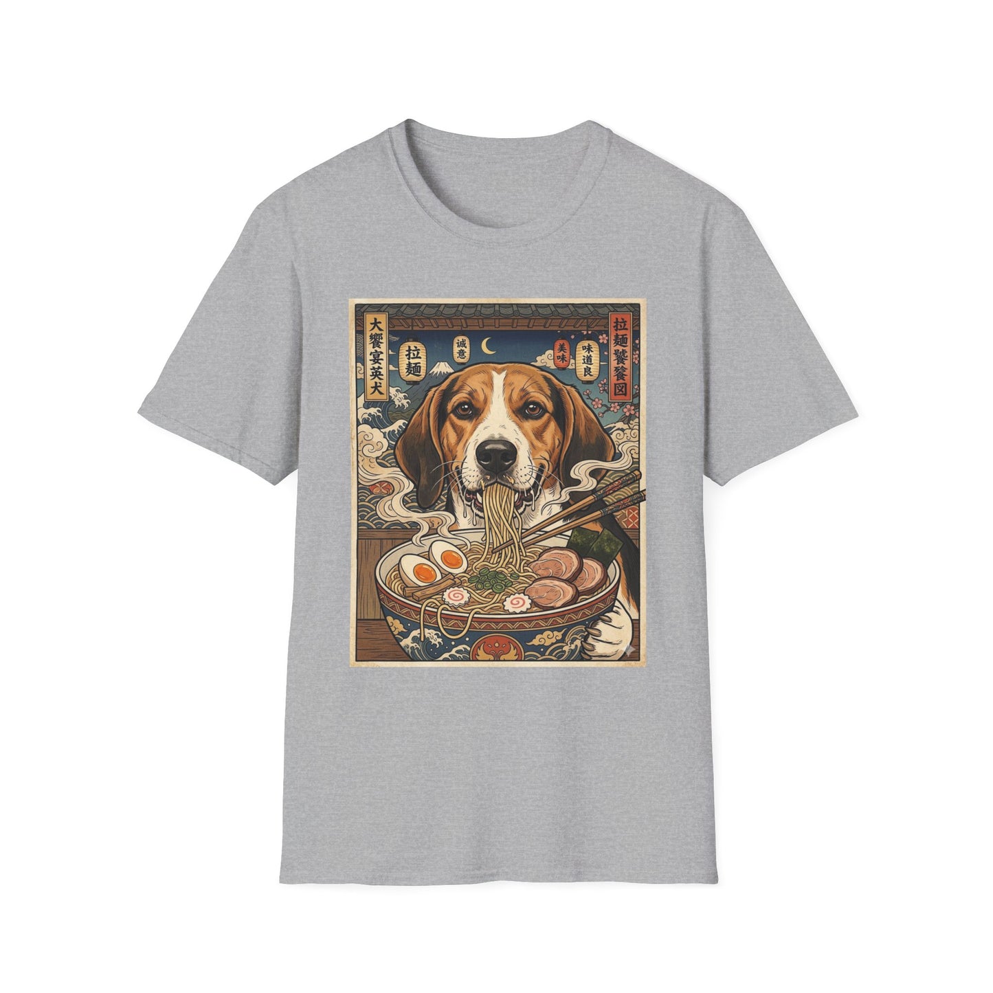 English Foxhound Ramen Poster T-Shirt — Vintage Japanese-Inspired Dog Graphic Tee