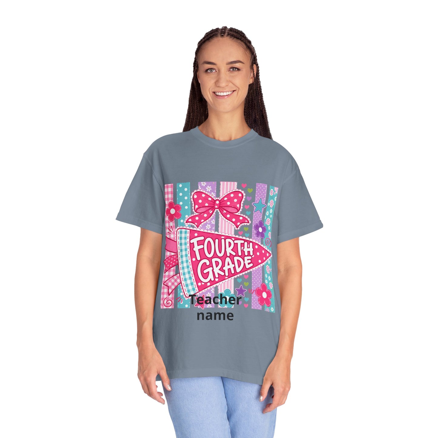 Fourth Grade Pennant Teacher T-shirt | Personalized Teacher Name