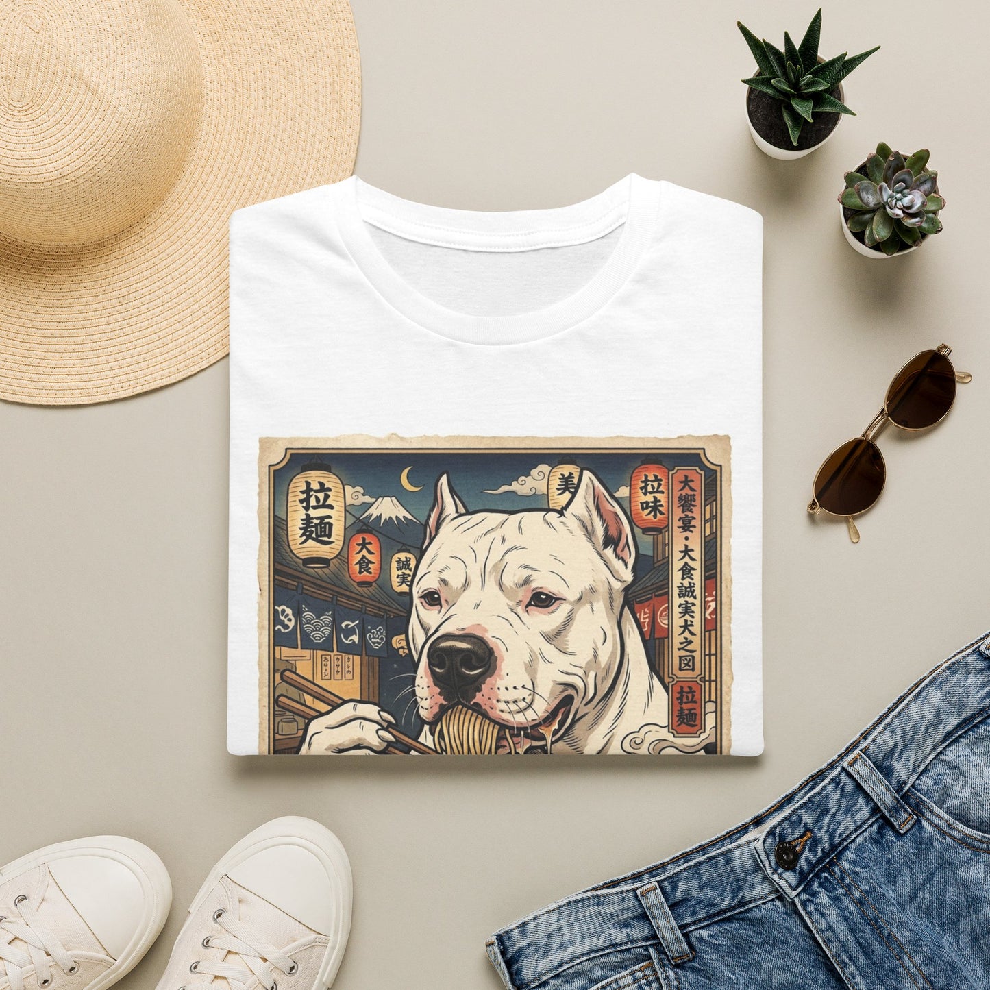 Dogo Argentino Ramen Dog T-Shirt — Vintage Dogo Argentino Noodle Bowl Tee