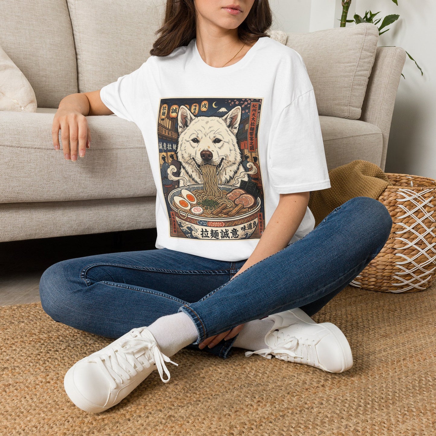 Ramen Kishu Ken T‑Shirt — Japanese Street Food Dog Illustration
