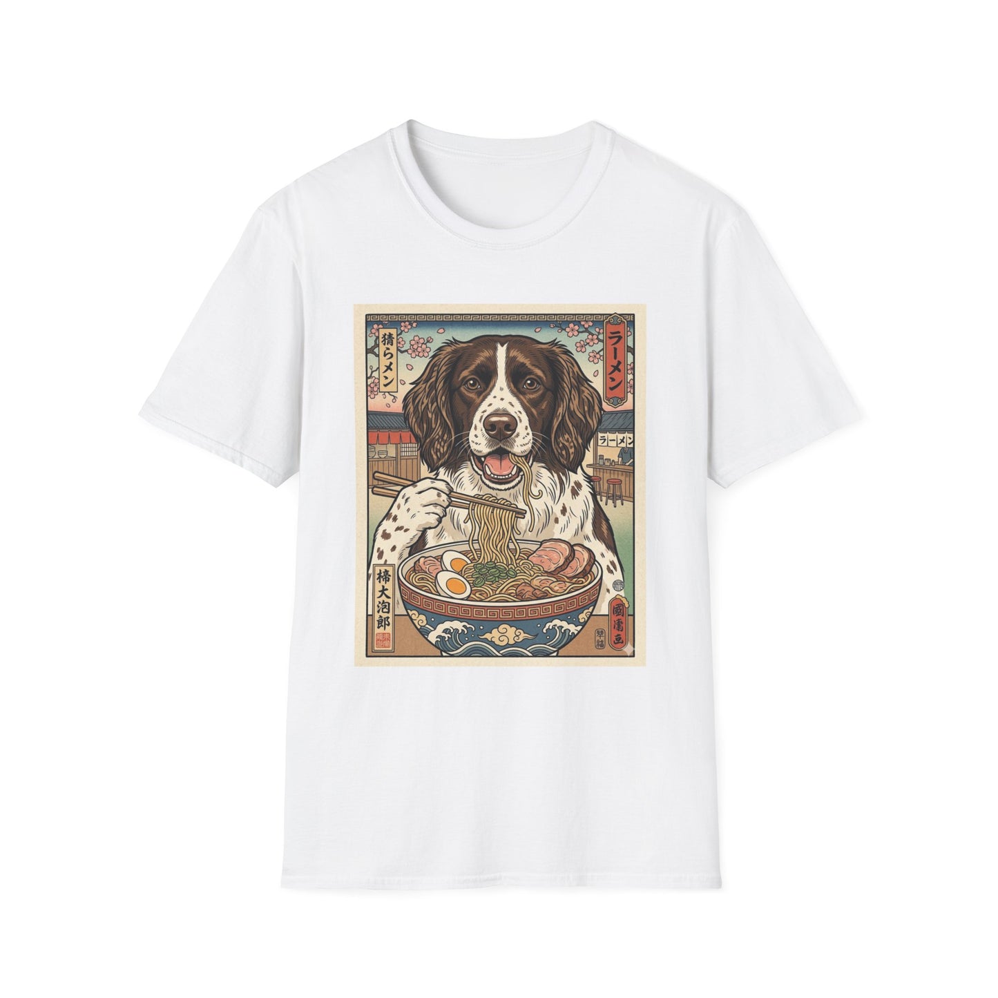 Drentsche Patrijshond Dog Ramen T-Shirt — Vintage Japanese Style Springer Spaniel Graphic Tee