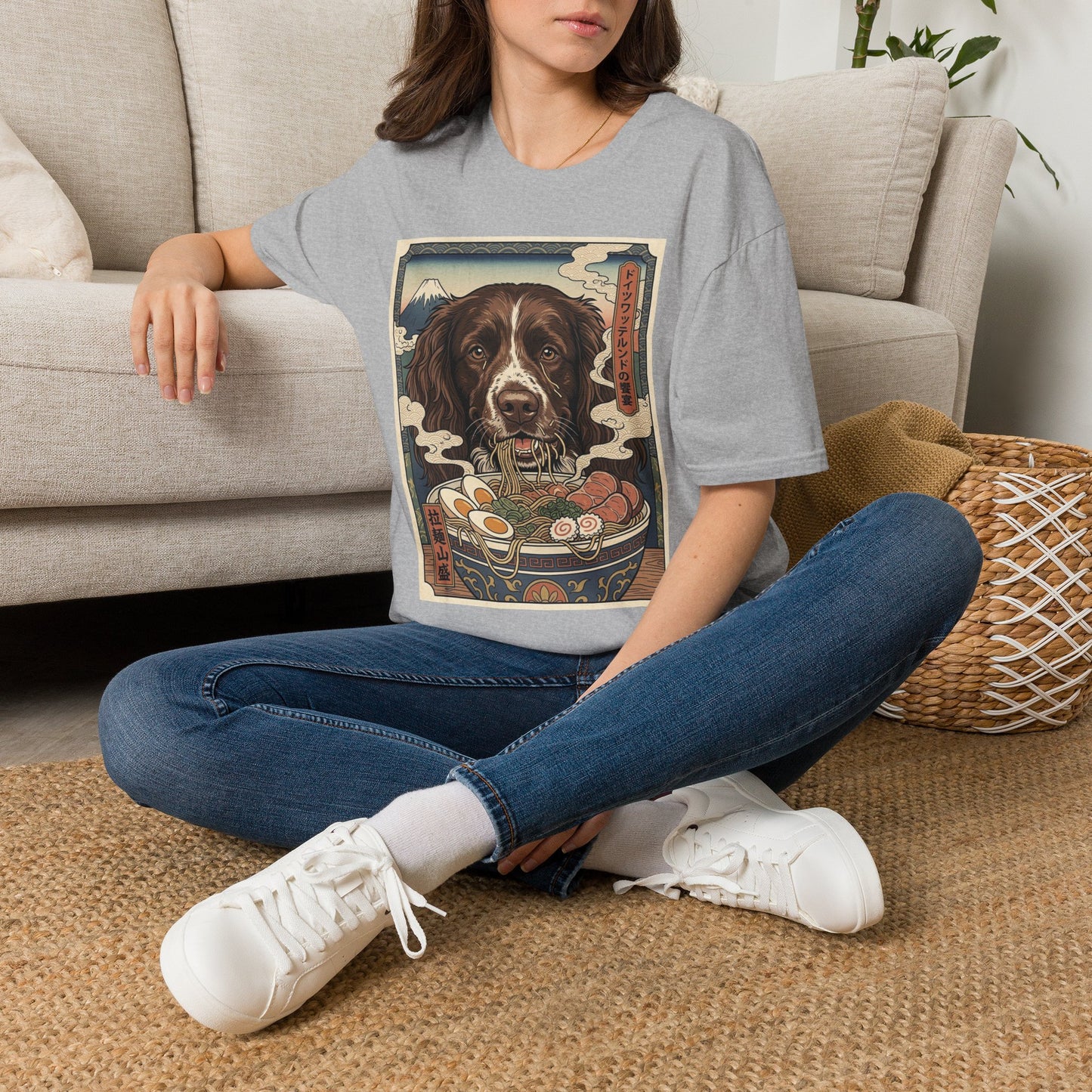 Deutscher Wachtelhund Dog Ramen Ukiyo-e T-Shirt — Japanese-Inspired Springer Spaniel Art Tee