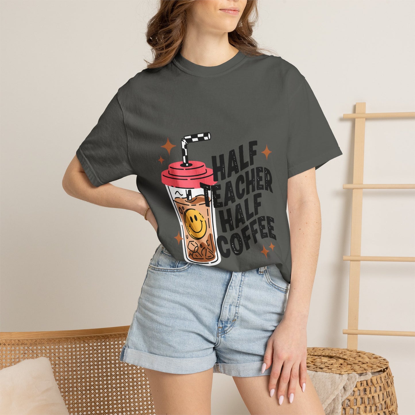 Half Teacher Half Coffee T-shirt | Teacher Coffee Tee