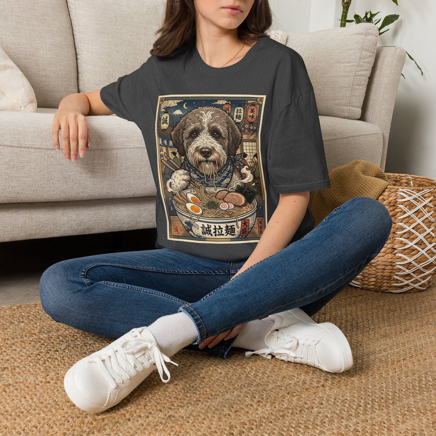 Dog Ramen T-Shirt — Cute Vintage Lagotto Romagnolo Print Noodle Shop Tee