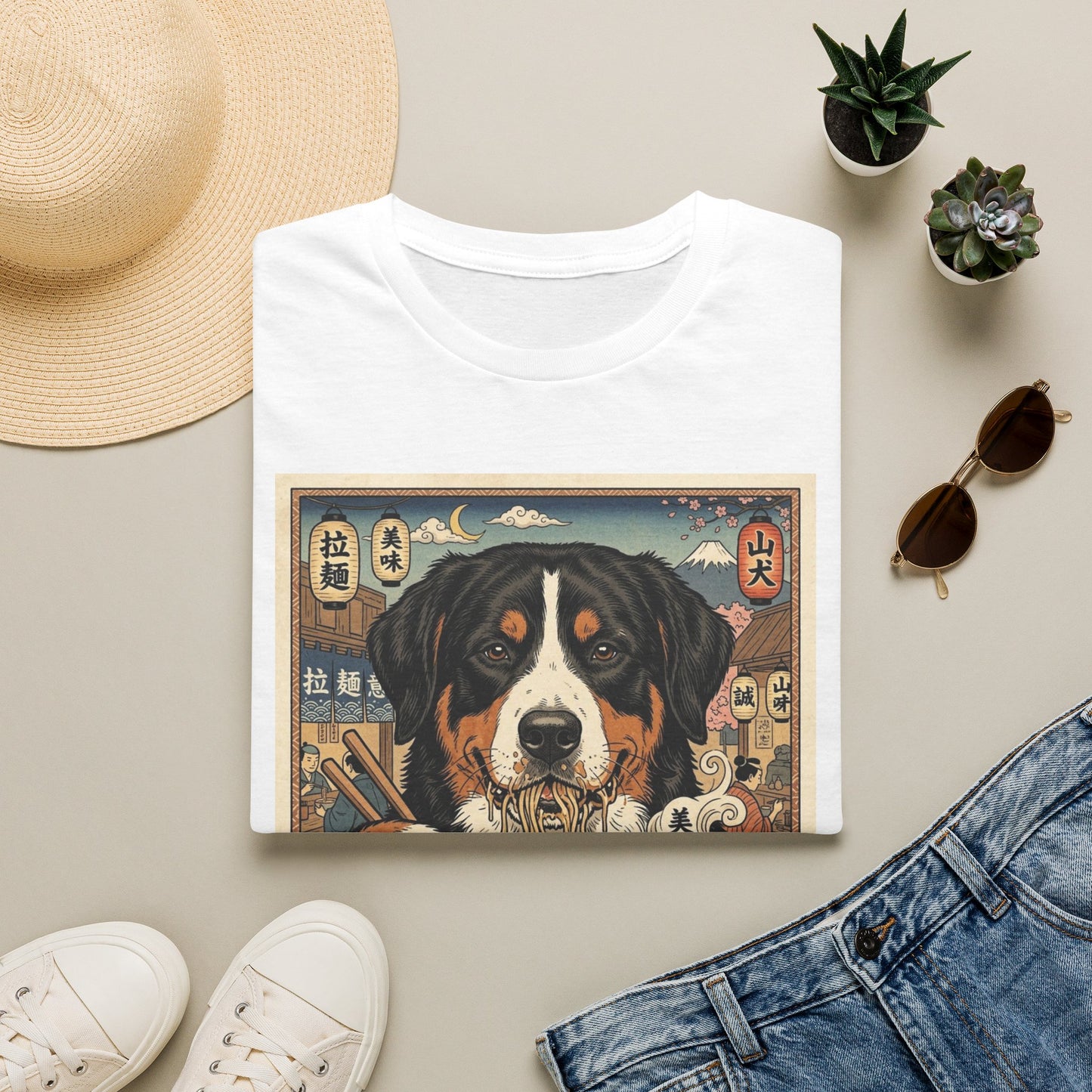 Ramen Dog T-Shirt — Cute Entlebucher Mountain Dog Ramen Bowl Graphic Tee