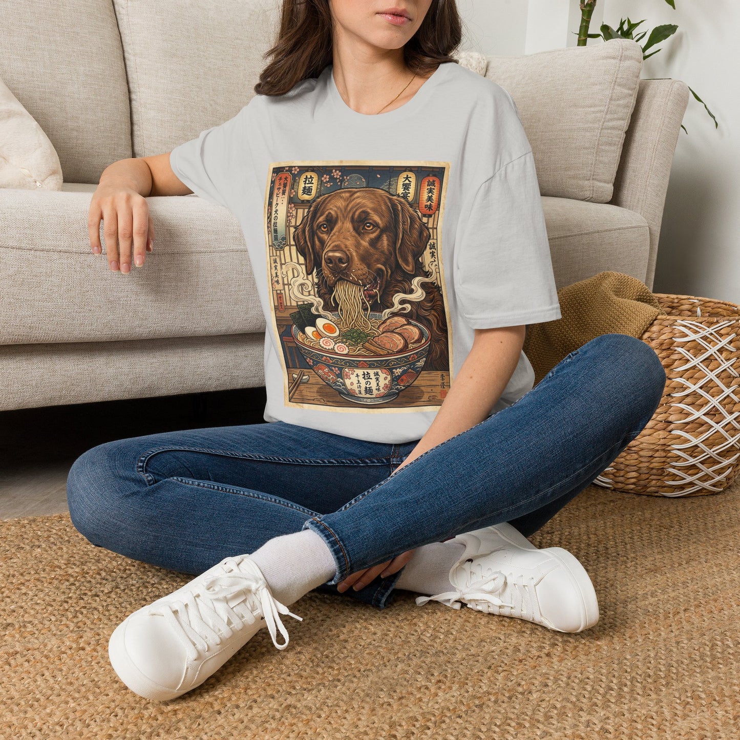 Chesapeake Bay Retriever Ramen Bowl T-Shirt | Japanese Vintage Dog Illustration