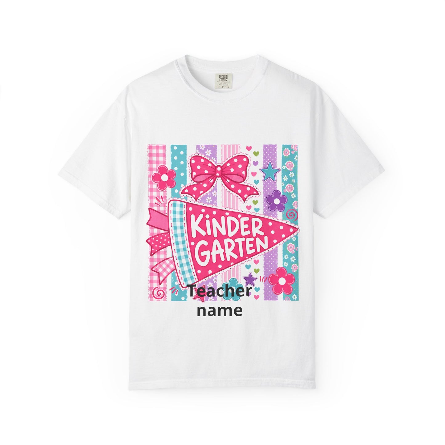Kindergarten Pennant T-shirt | Cute School Bow Flowers Kids Tee
