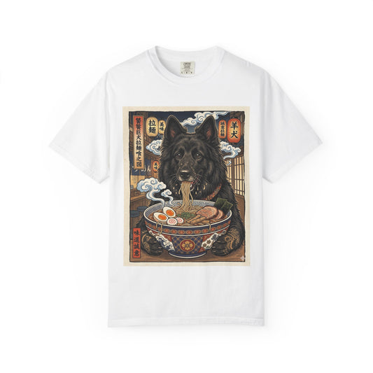 Belgian sheepdog  Eating Ramen T-Shirt | Japanese Ukiyo-e Style