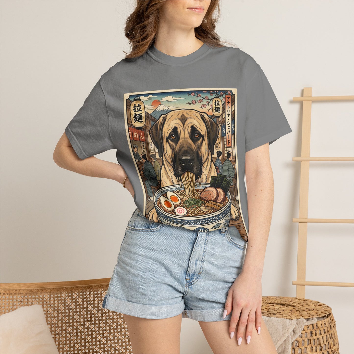 Anatolian Shepherd Ramen Bowl T-Shirt | Dog Noodle Illustration