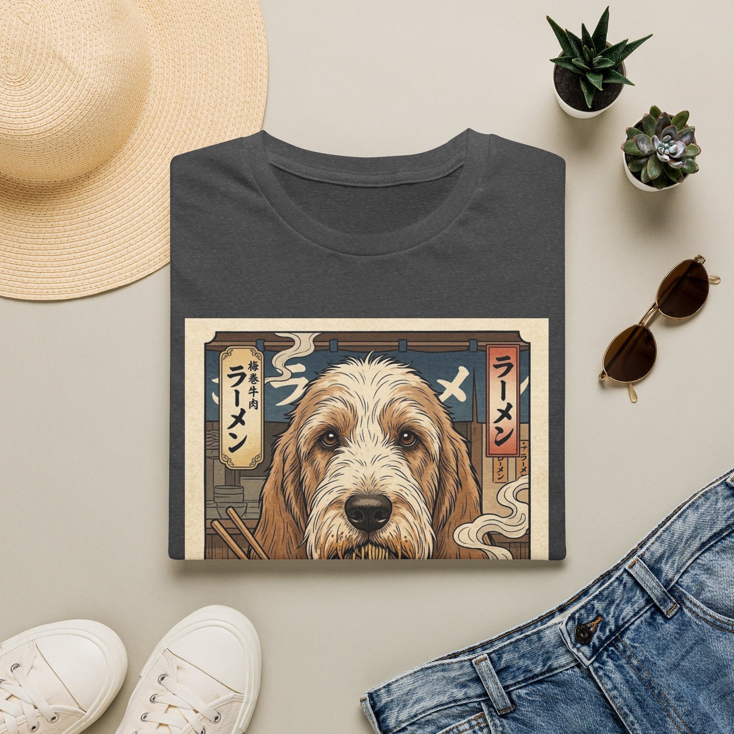 Grand Basset Griffon Venden Dog Ramen T-Shirt — Cute Noodle Bowl Pup Graphic Tee