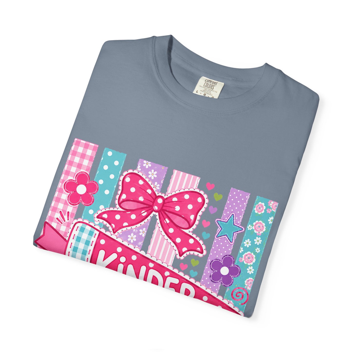 Kindergarten Pennant T-shirt | Cute School Bow Flowers Teacher Tee