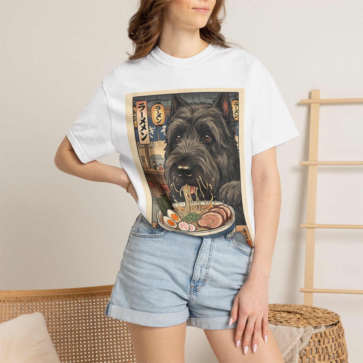 Bouver Des Flandres Terrier Ramen Bowl T-Shirt | Dog Noodle Art