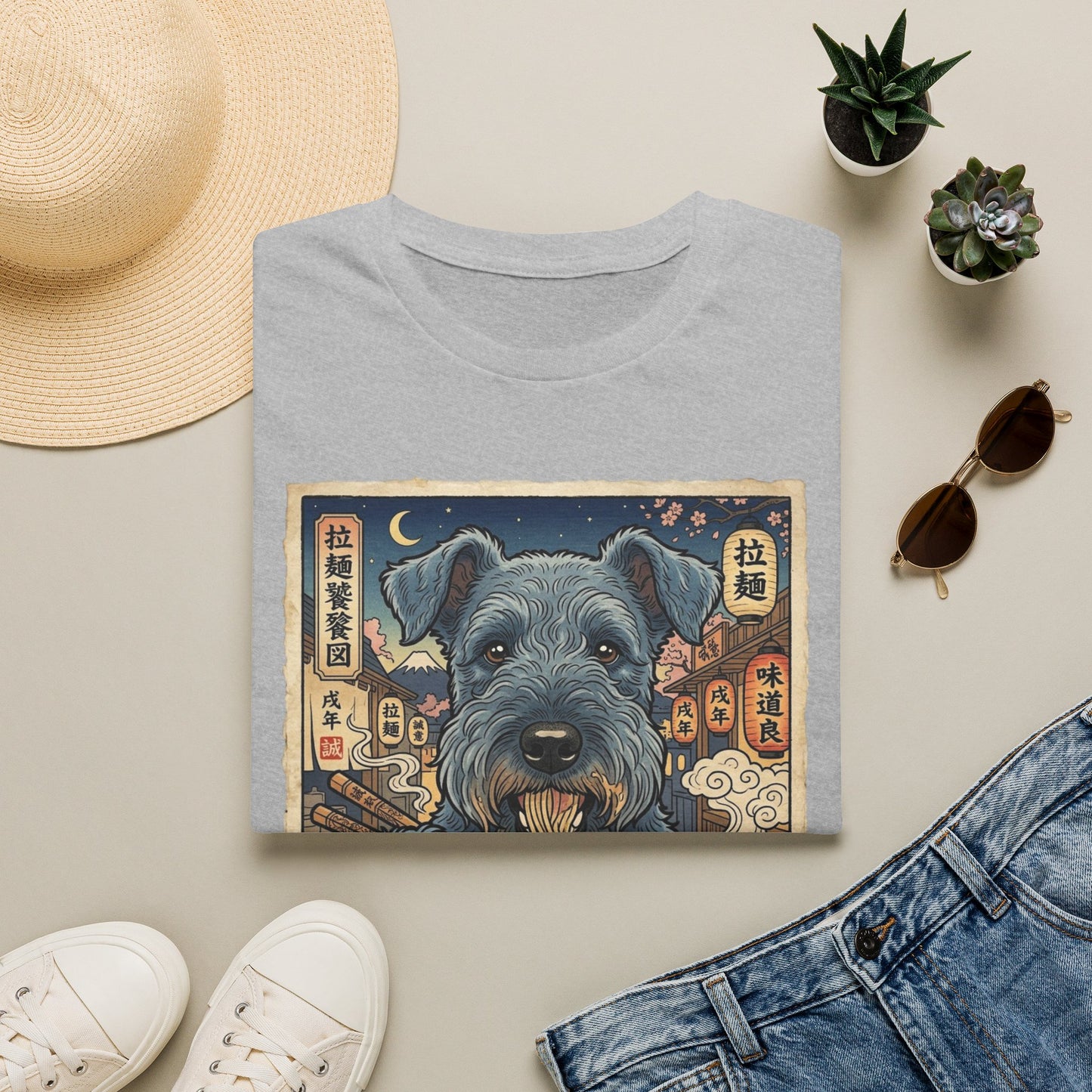 Kerry Blue Terrier Ramen T-Shirt — Cute Dog Noodle Bowl Graphic Tee